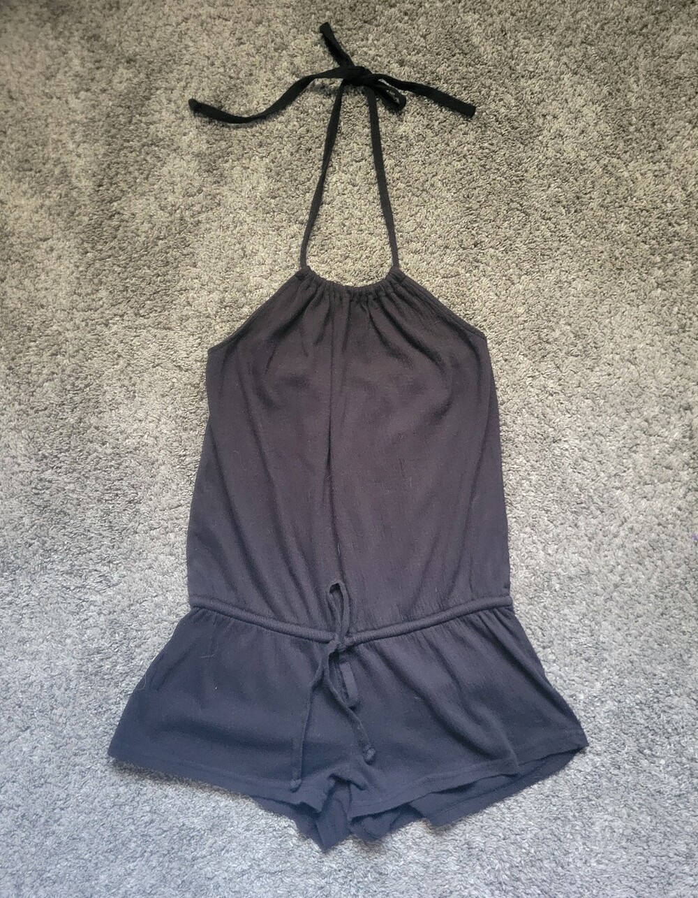 Black Halter Romper with Tie Waist Size Small